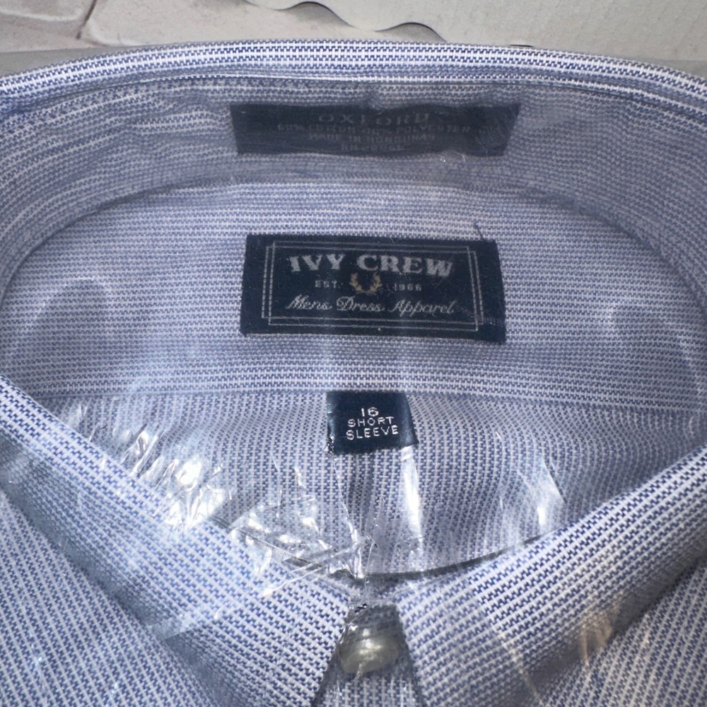 Lot of 2 Vintage Mens Dress Shirts Ivy Crew Short Sleeve Enro Long Sleeve NIP 16 - Picture 4 of 7